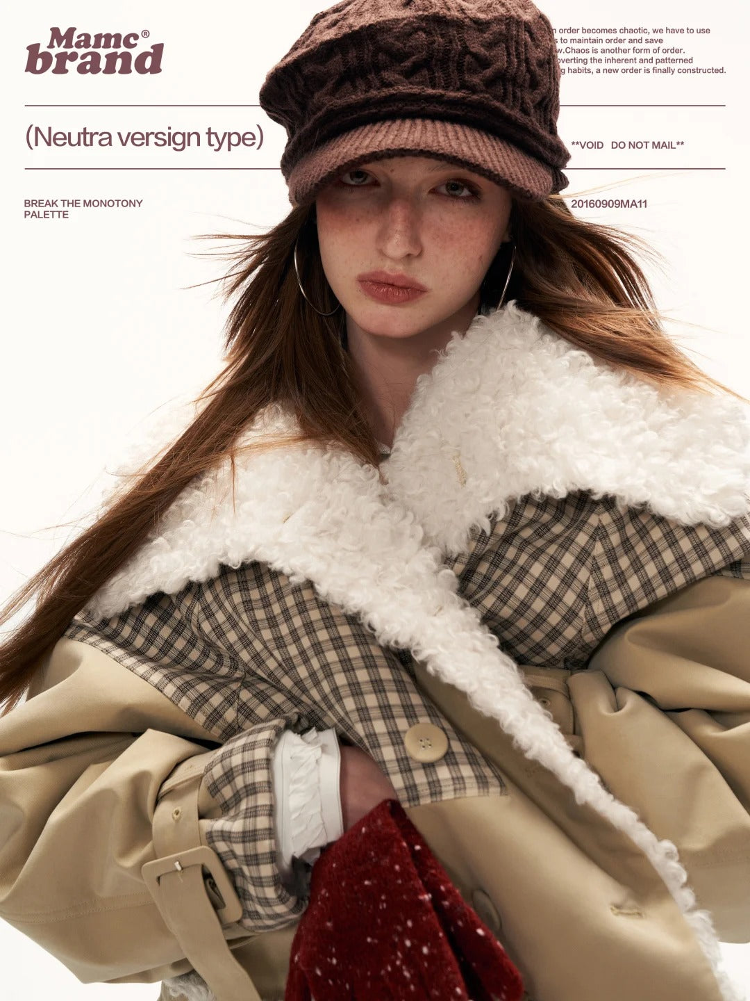 MAMC - Cozy Khaki Plaid-Patch Collar Jacket WE860