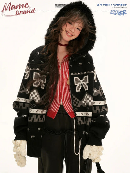 MAMC - "Black Urban Bow" Cardigan