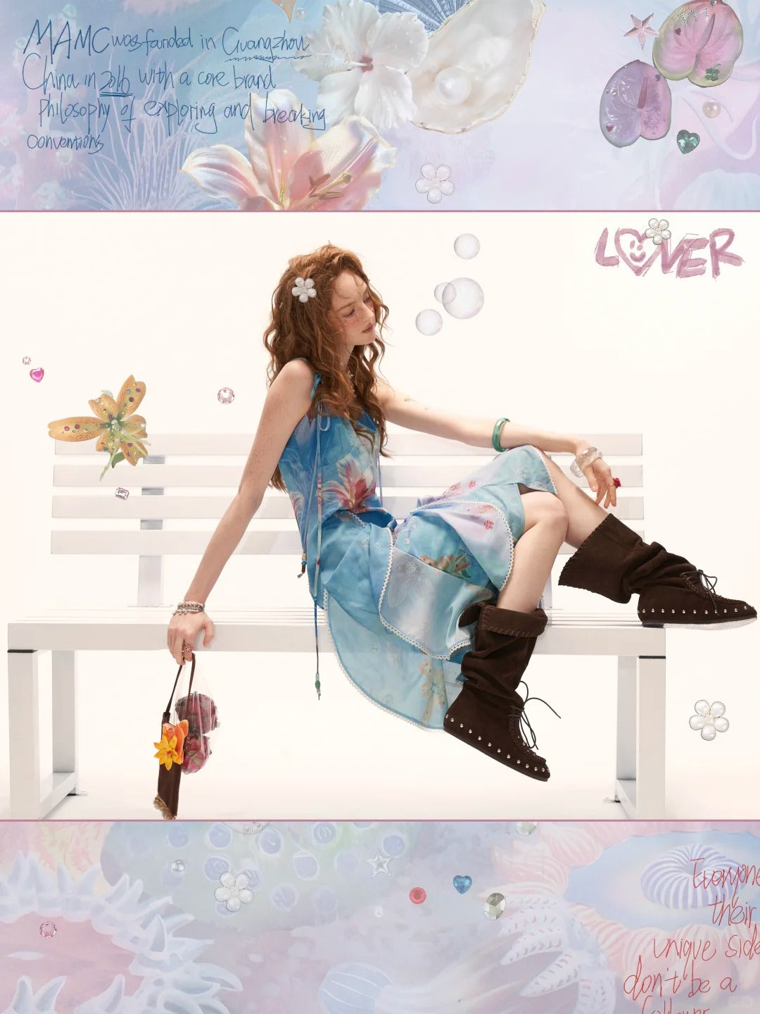 "Ocean Bloom Mood" Layered Dress WE911