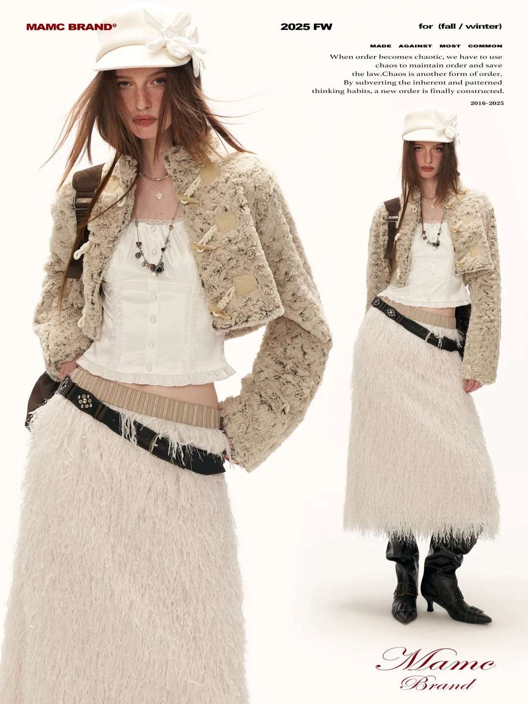 MAMC - Petal-Detail Almond Short Tweed-Style Jacket WE885