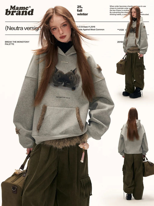 MAMC - Star Bunny Oversized Hoodie – Gray WE857