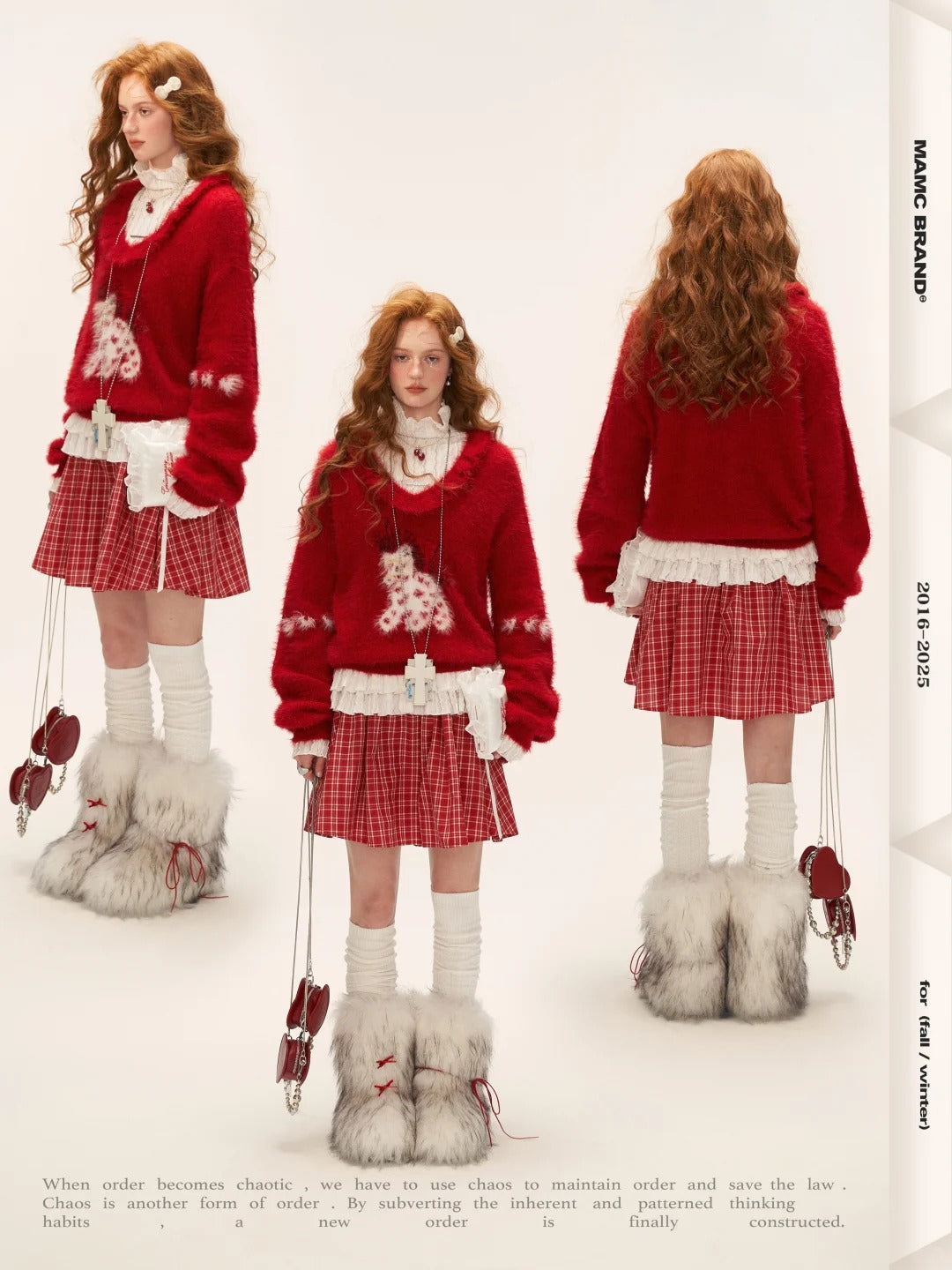MAMC - Red Heart Pony Doll Collar Sweater WE766