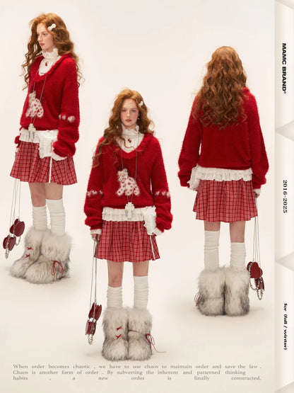 MAMC - Red Heart Pony Doll Collar Sweater WE766