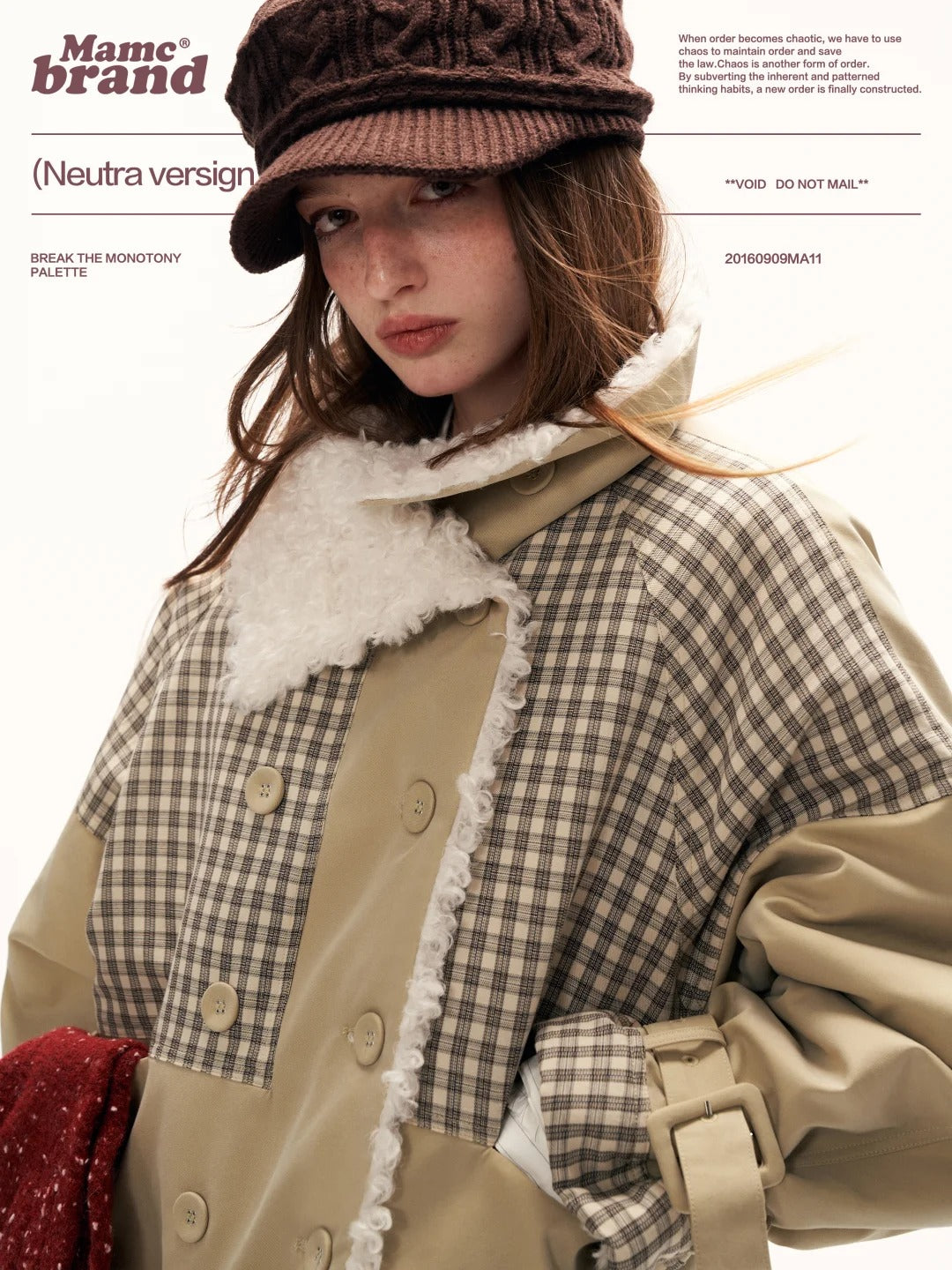 MAMC - Cozy Khaki Plaid-Patch Collar Jacket WE860