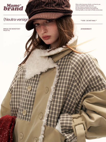 MAMC - Cozy Khaki Plaid-Patch Collar Jacket WE860