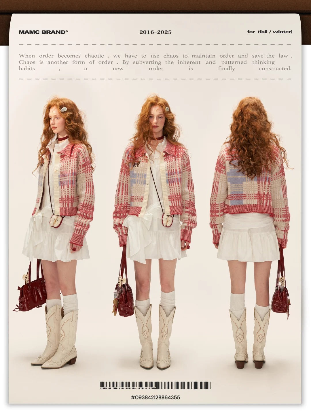 MAMC - Red Plaid Merino Wool Knit Cardigan WE831