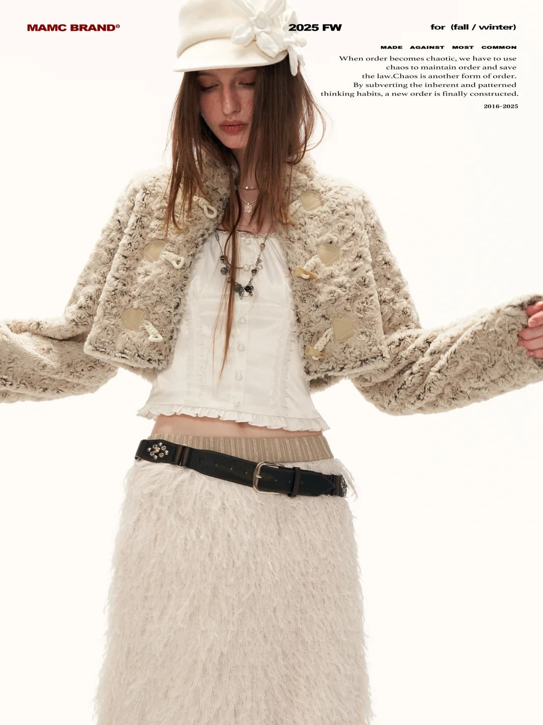 MAMC - Petal-Detail Almond Short Tweed-Style Jacket WE885