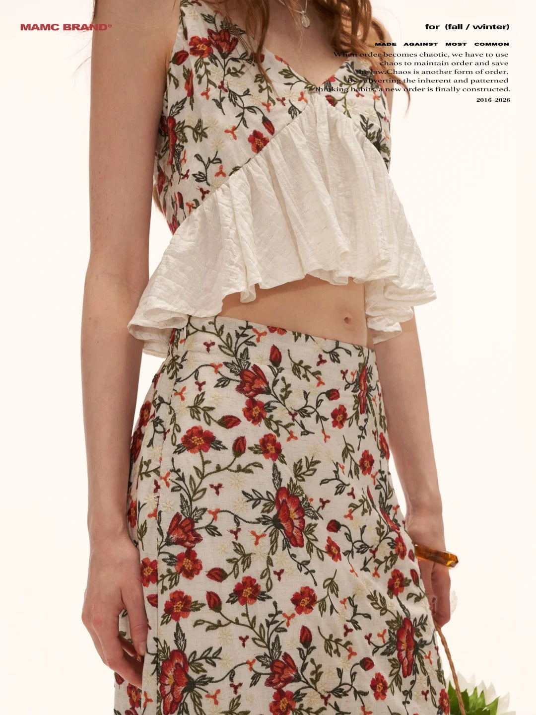 "Vintage Garden Mood" Embroidered Cami & A-line Skirt Set WE973