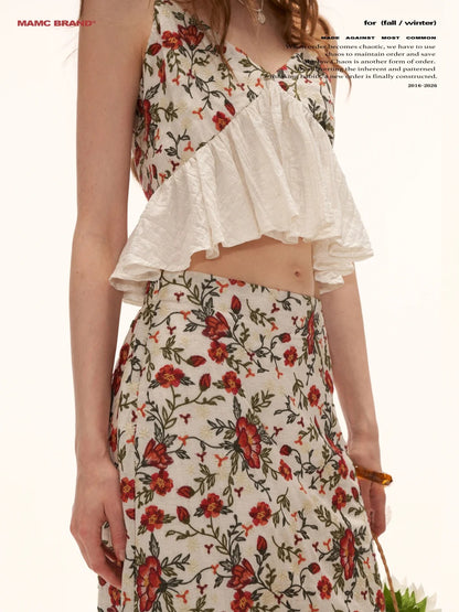 "Vintage Garden Mood" Embroidered Cami & A-line Skirt Set WE973