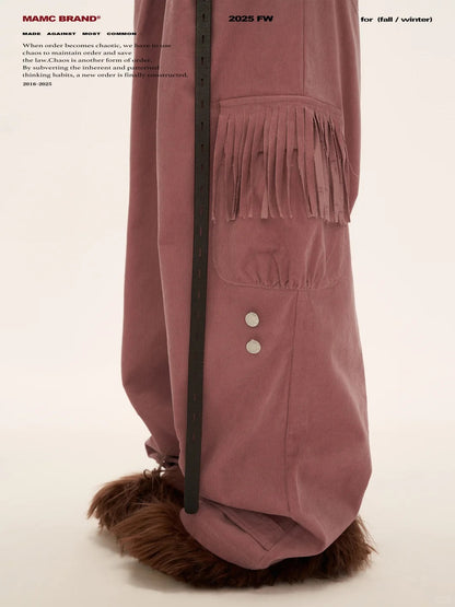MAMC - Fringe Corduroy Cargo Pants (Dusty Pink)
