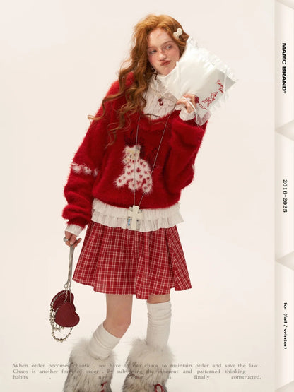 MAMC - Red Heart Pony Doll Collar Sweater WE766