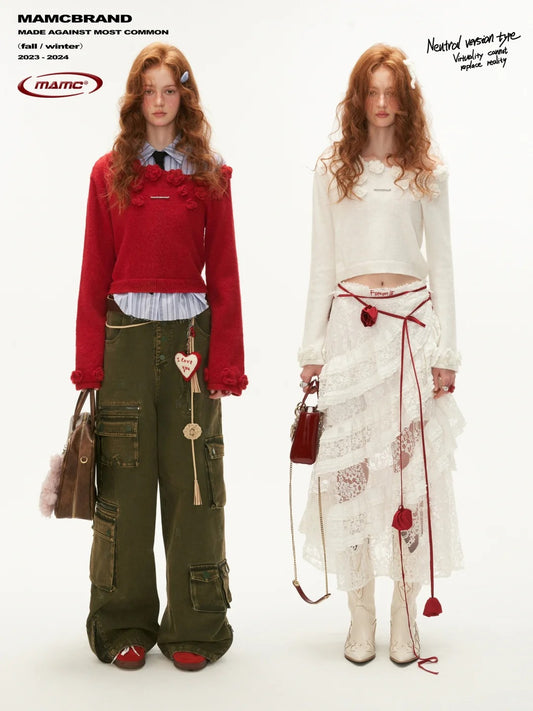 MAMC - Rose Shoulder-Drop Knitted Top