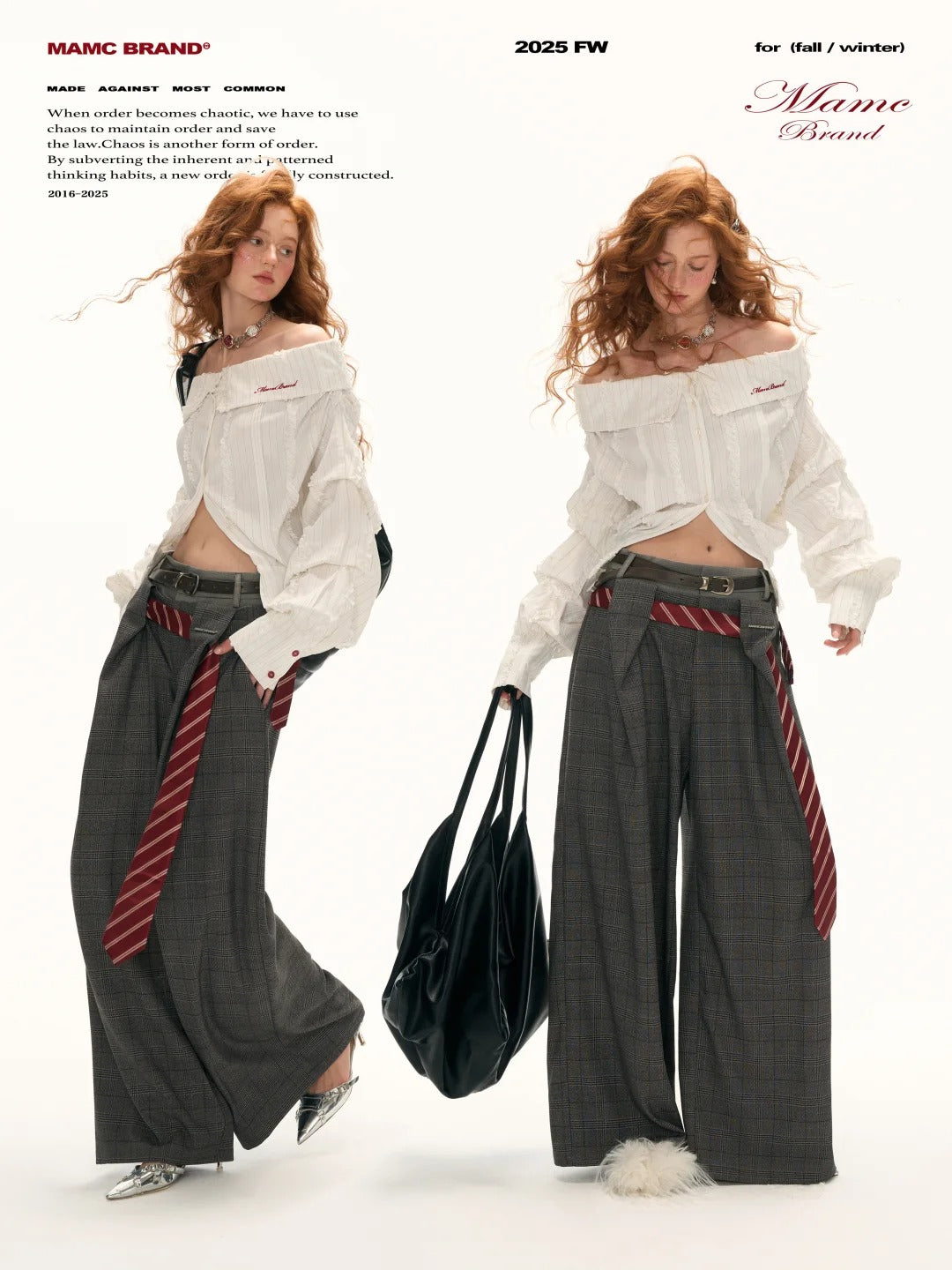 MAMC - White Striped Layered V-Neck Shirt