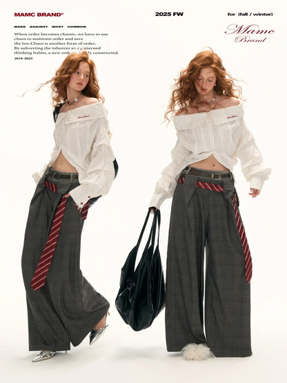 MAMC - White Striped Layered V-Neck Shirt