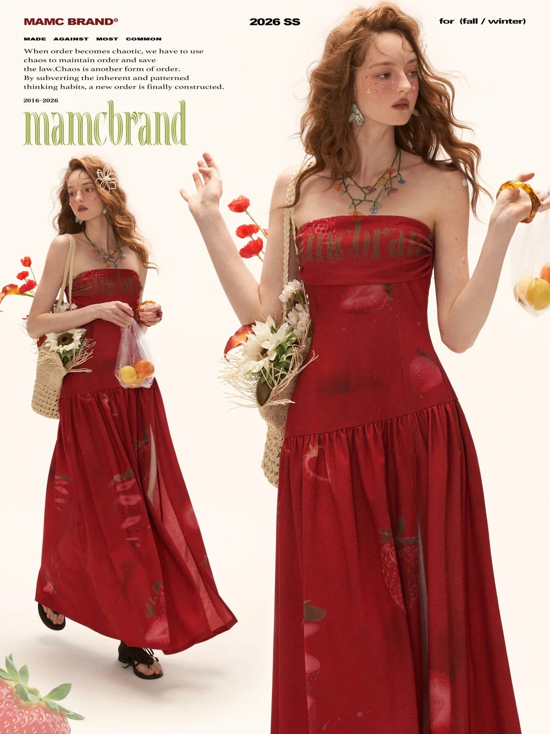 "Strawberry Rouge Mood" Strapless Maxi Dress WE1000