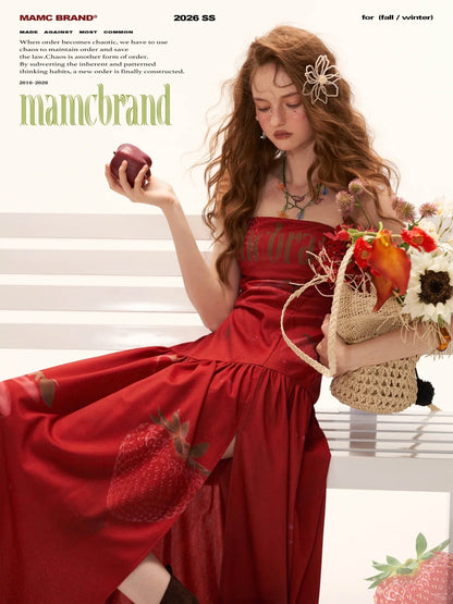 "Strawberry Rouge Mood" Strapless Maxi Dress WE1000