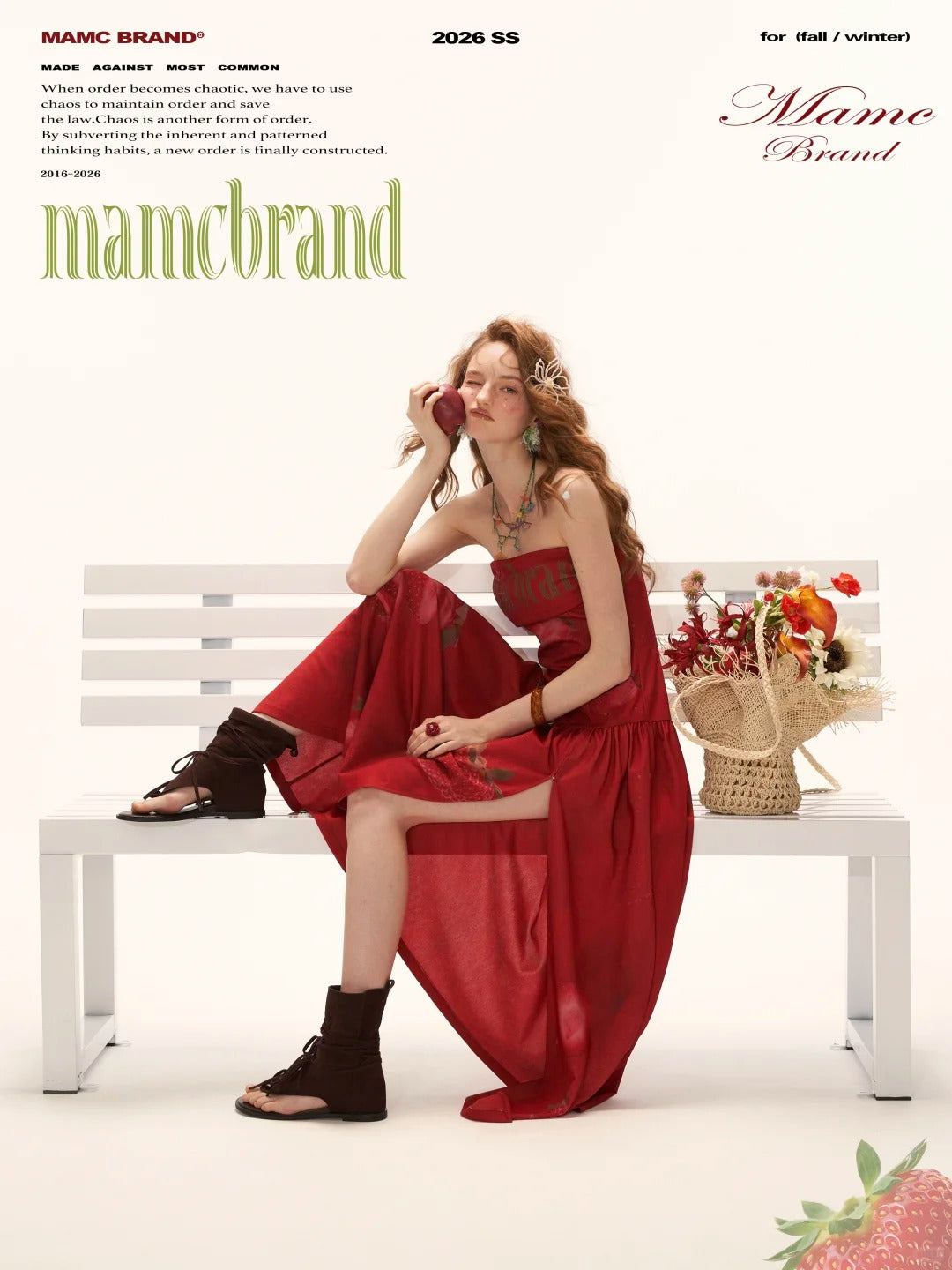 "Strawberry Rouge Mood" Strapless Maxi Dress WE1000