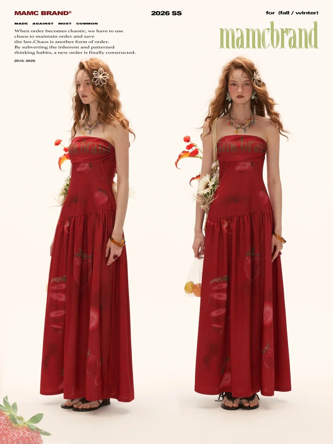 "Strawberry Rouge Mood" Strapless Maxi Dress WE1000