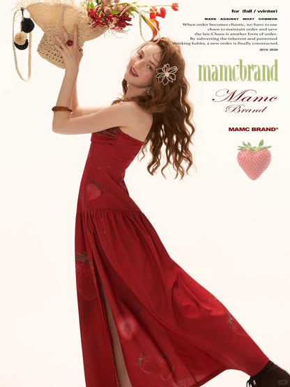 "Strawberry Rouge Mood" Strapless Maxi Dress WE1000