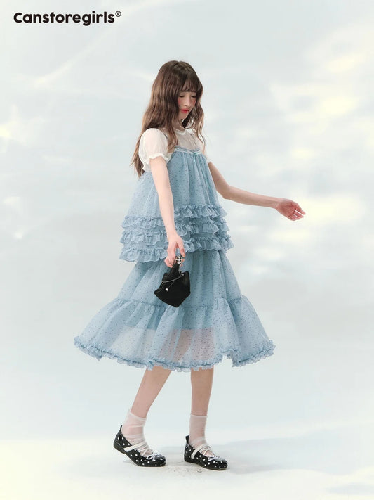 “Sea Salt Layers” Polka Dot Princess Skirt Set LL2026150