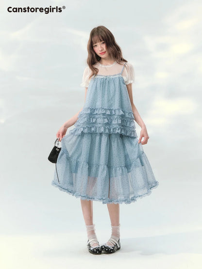 “Sea Salt Layers” Polka Dot Princess Skirt Set LL2026150