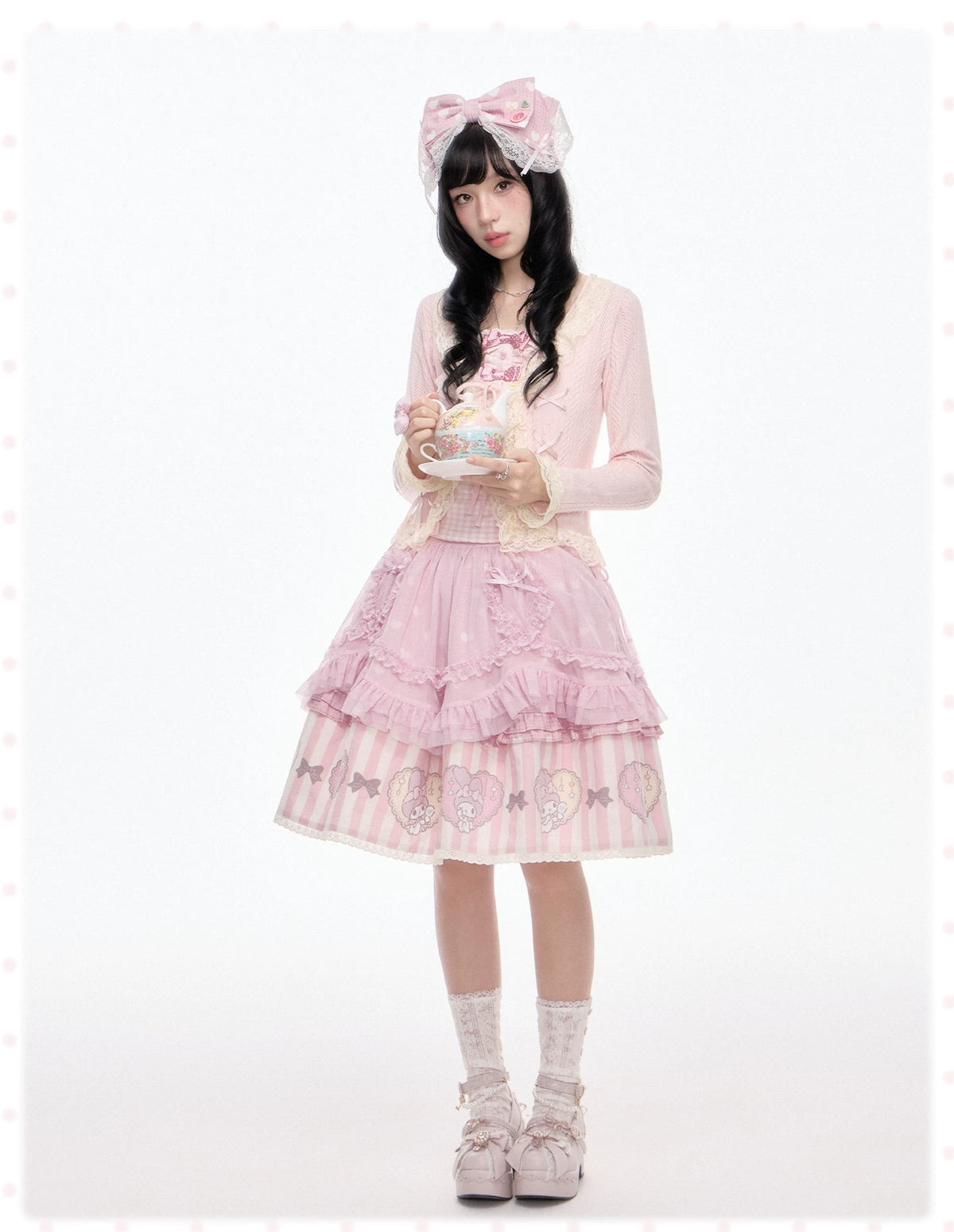 “Pink Dollcore” Pink My Melody Layered Lolita Girl Set