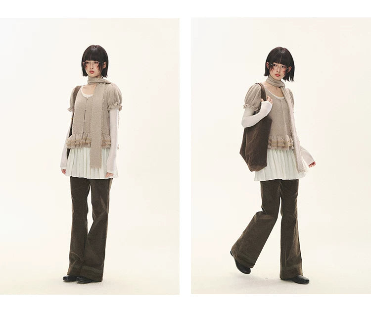 "Soft Fufu" Blush Pink Lace Puff Sleeve Knit Cardigan