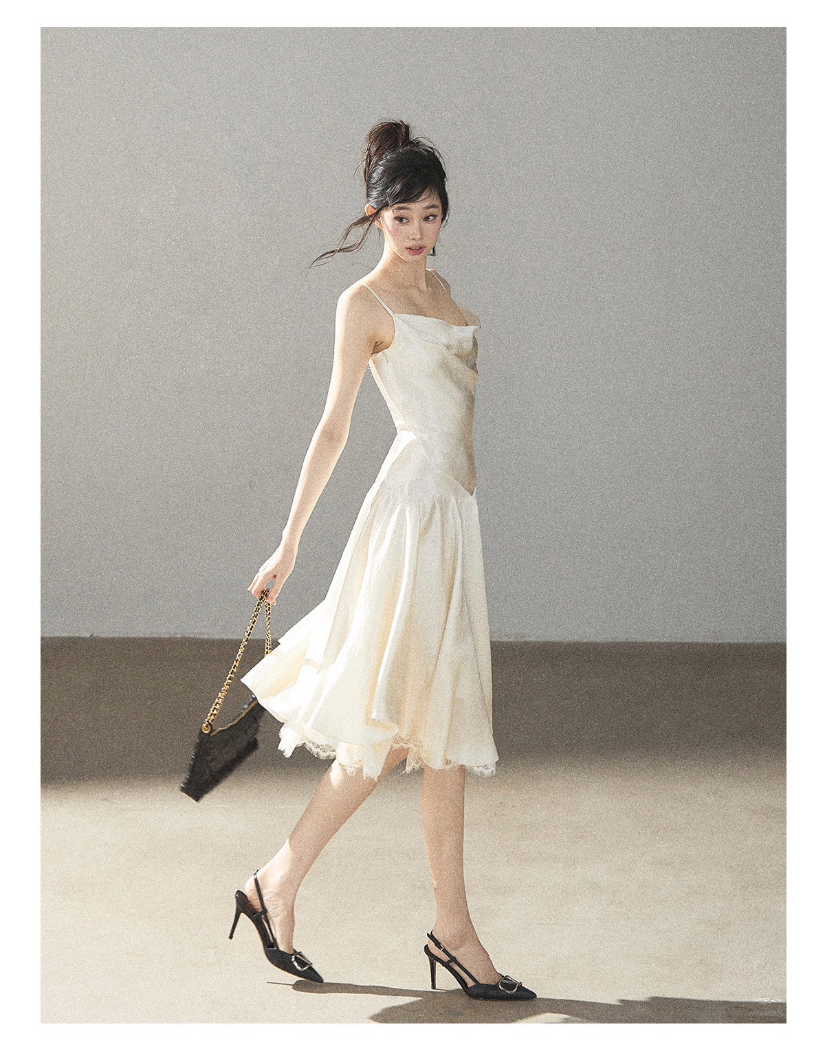170726 "Planting a Garden of Pear Blossoms" Cream White Lace Mini Dress
