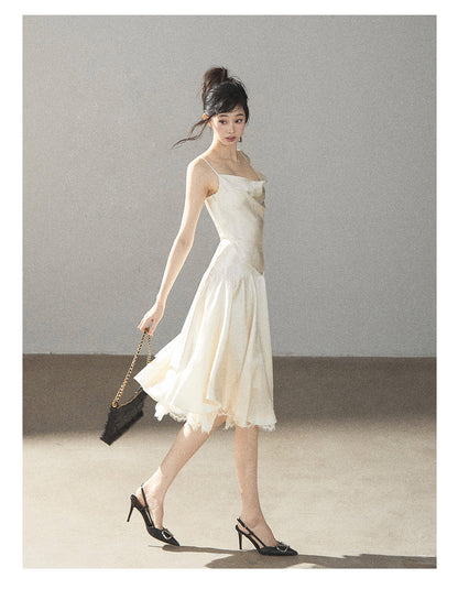 170726 "Planting a Garden of Pear Blossoms" Cream White Lace Mini Dress