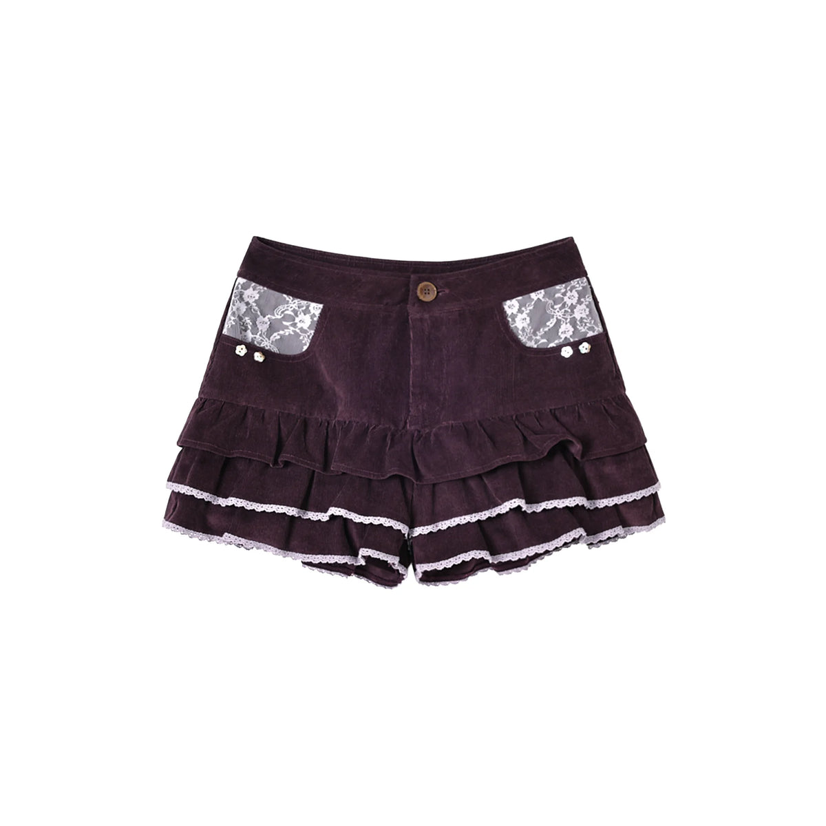 KYOUKO - Purple Striped Knit Cardigan, Green Lace Cami & Corduroy Skort Set
