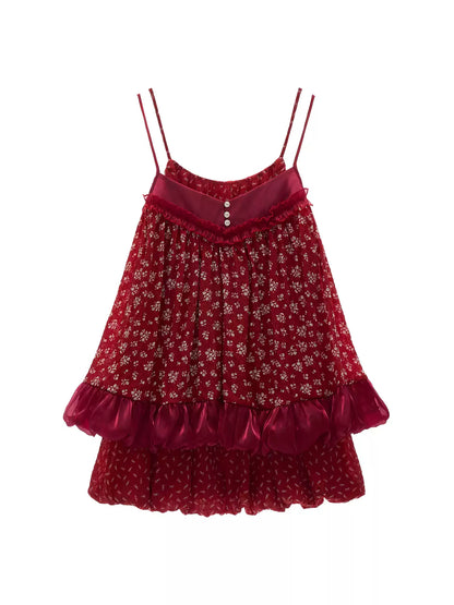 MAMC - "Retro Rouge Mood" Floral Cami Top & Mini Dress Set WE975