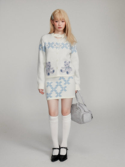 “Winter Teddy Girl” Sweet Alpaca Wool Knit Set M2401