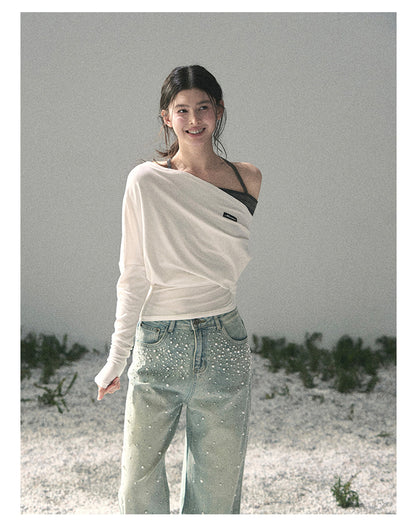 “Moonlit Monologue” Layered Off-Shoulder Halter Top