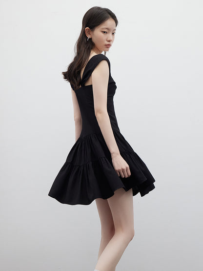 FUSSED Retro Ballroom Bow-Front Cake Dress – Midnight Black FOF-25SS078b