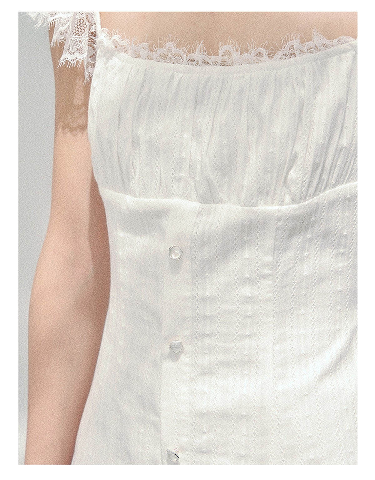 “Summer Tide Reverie” Lace Trim Puff Mini Dress