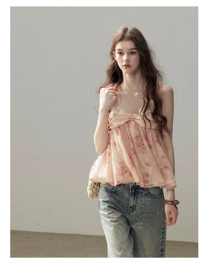 "Passing Through Your Summer" Cinnamon Pink Lace Babydoll Cami