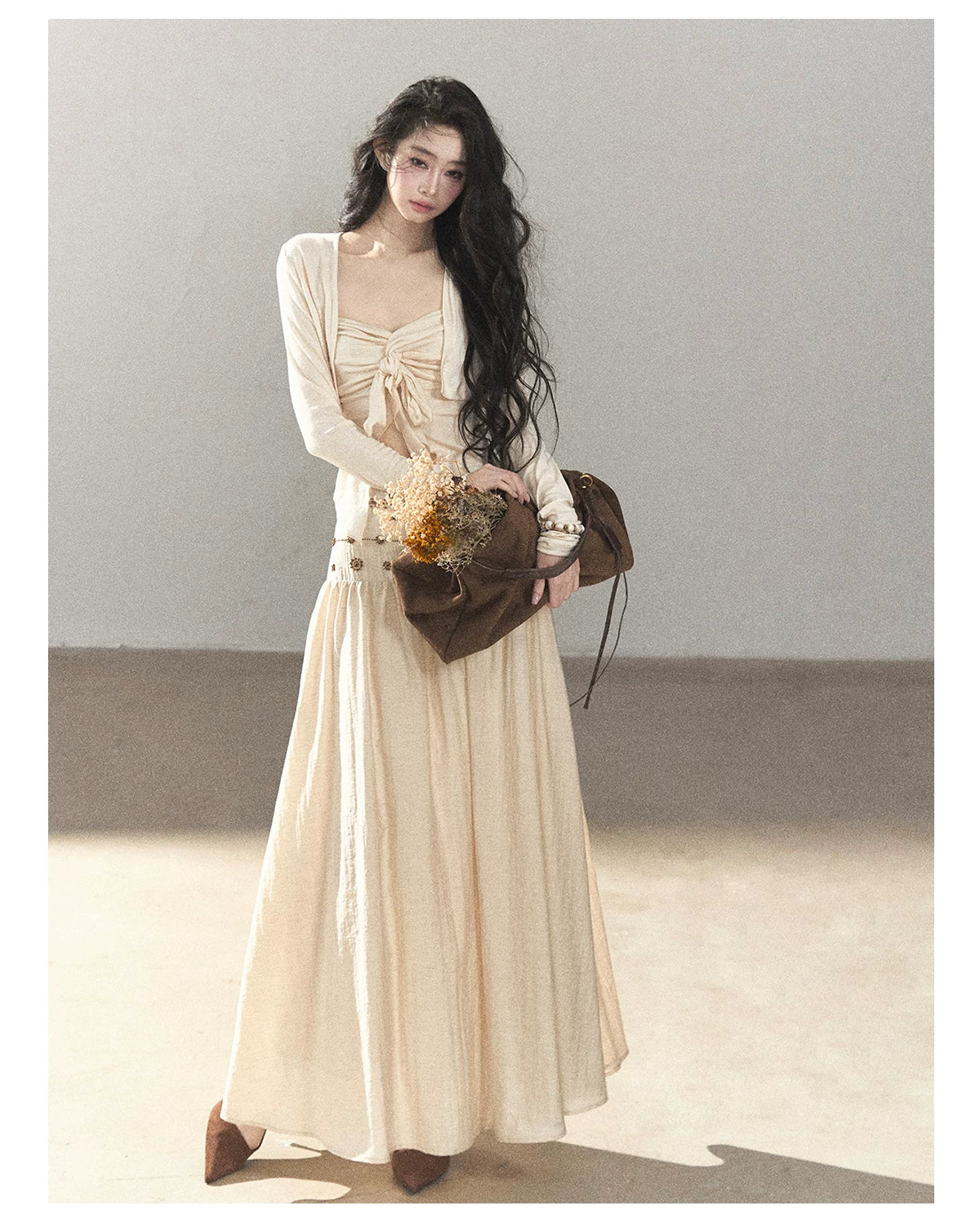 AOMALM - Cream Linen-Blend 3-Piece Set with Beaded Details