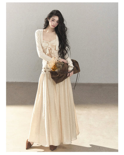 AOMALM - Cream Linen-Blend 3-Piece Set with Beaded Details