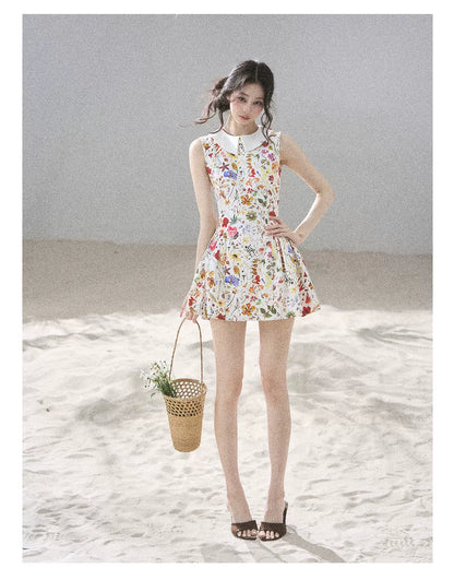 "Fallen Petals" Fleur White Floral Mini Dress