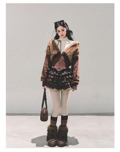 少也眼 "Sleeping with Snow" Short Teddy Fleece Jacket 5468423