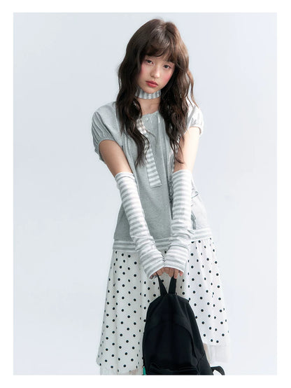 "Starlit Sketch" Heather Gray Graphic Knit T-Shirt