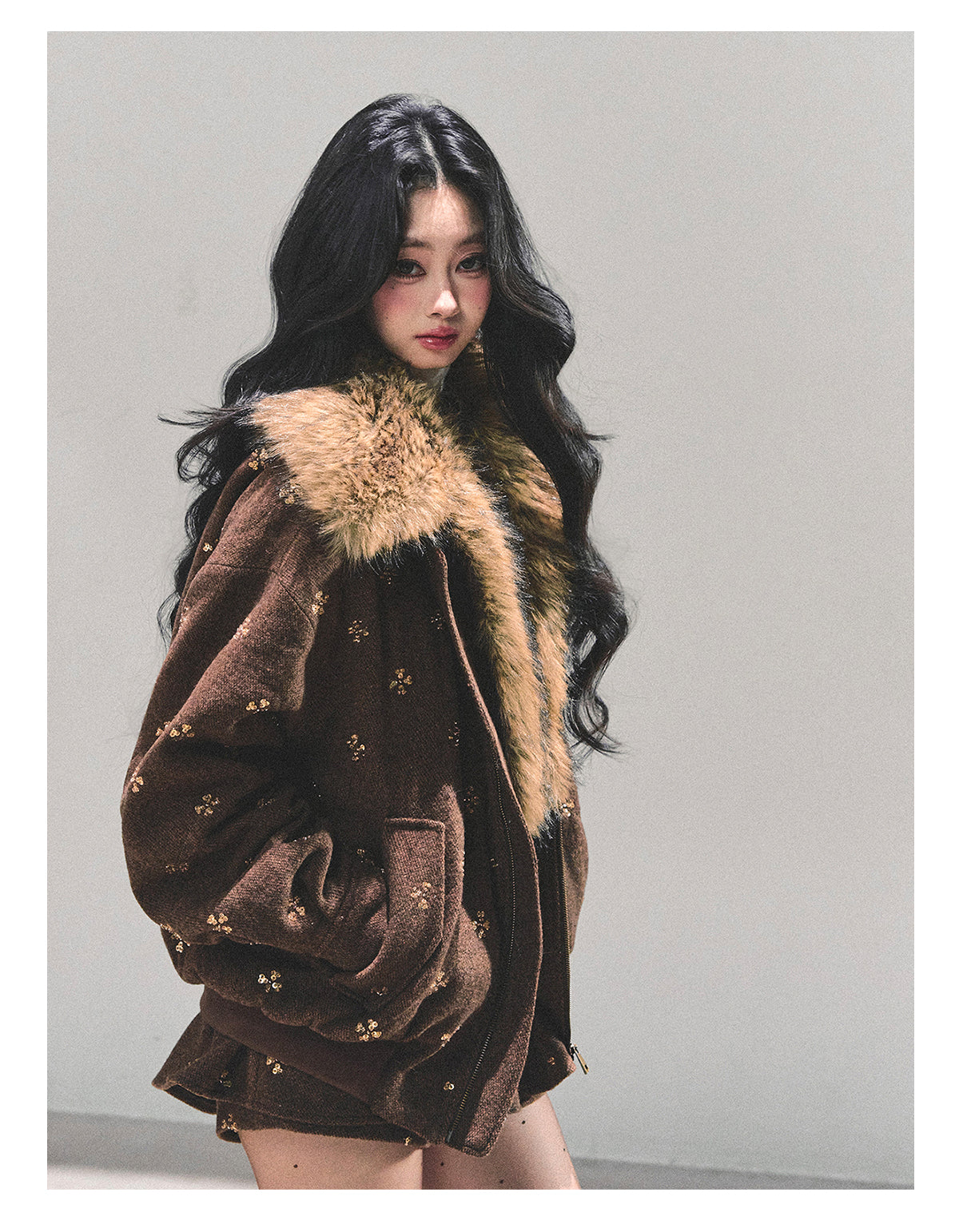 少也眼 “Whispers of Snowfall” Wool-Blend Quilted Two-Piece Set 453454