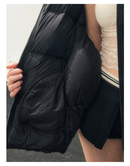 少也眼 "Thawing Snow Realm" Matte Nylon Down Puffer Jacket - Quiet Black