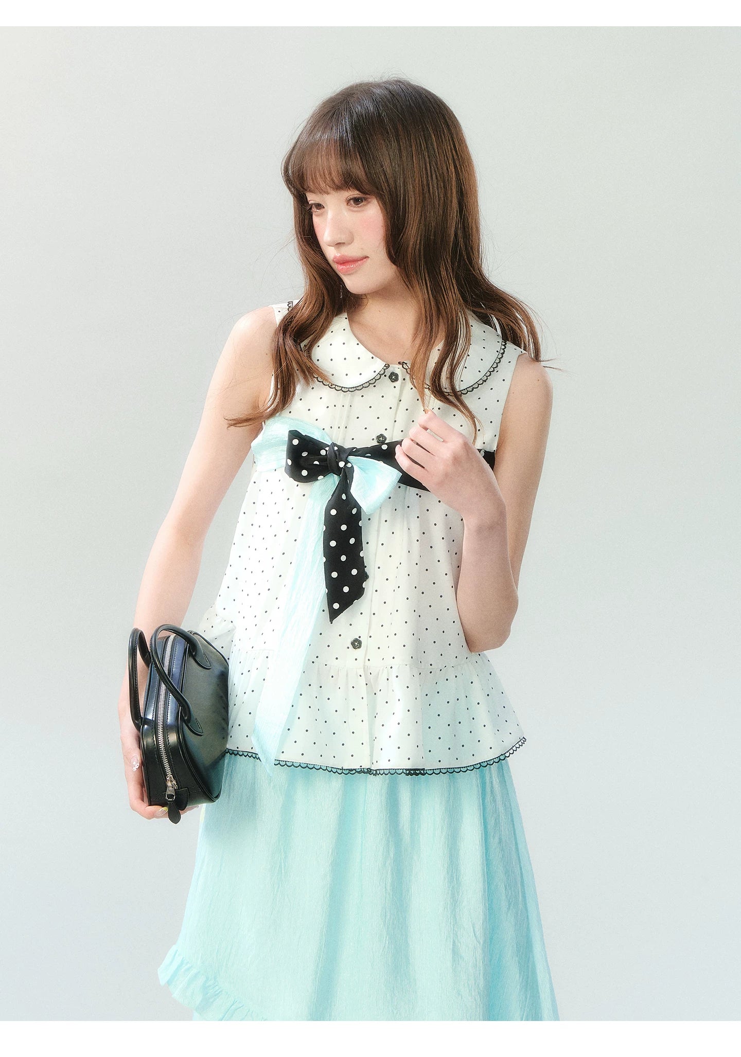 "Polka Dot Water Dream" Mint Green Ruffle Skirt Set PP2026229