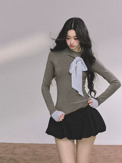 少也眼 Chanel-Inspired Loose Fit Tweed Jacket + Gray Top
