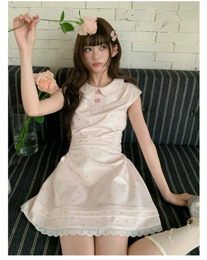 “White Tea Daydream” Pink Peter Pan Mini Dress