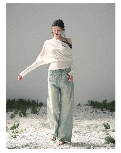 “Moonlit Monologue” Layered Off-Shoulder Halter Top