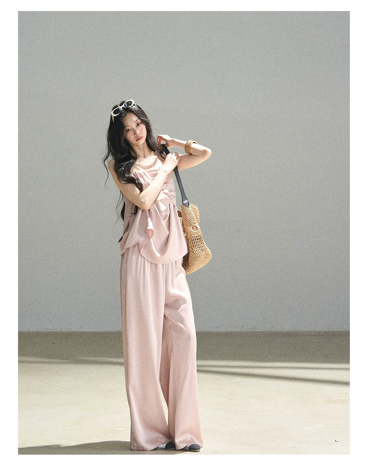 "Summer Rain at Dusk" Dusty Rose Satin Two-Piece Set