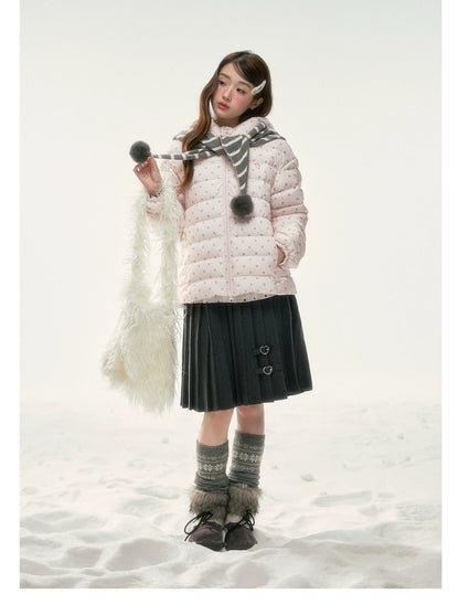 BIBIBENCY - Pink Polka Dot 90% White Duck Down Puffer Jacket