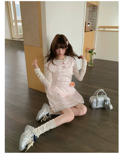 “White Tea Daydream” Pink Peter Pan Mini Dress